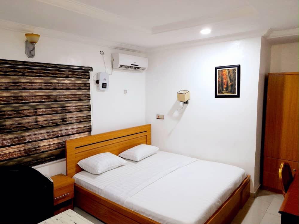 Comfortable bedroom with modern furnishings